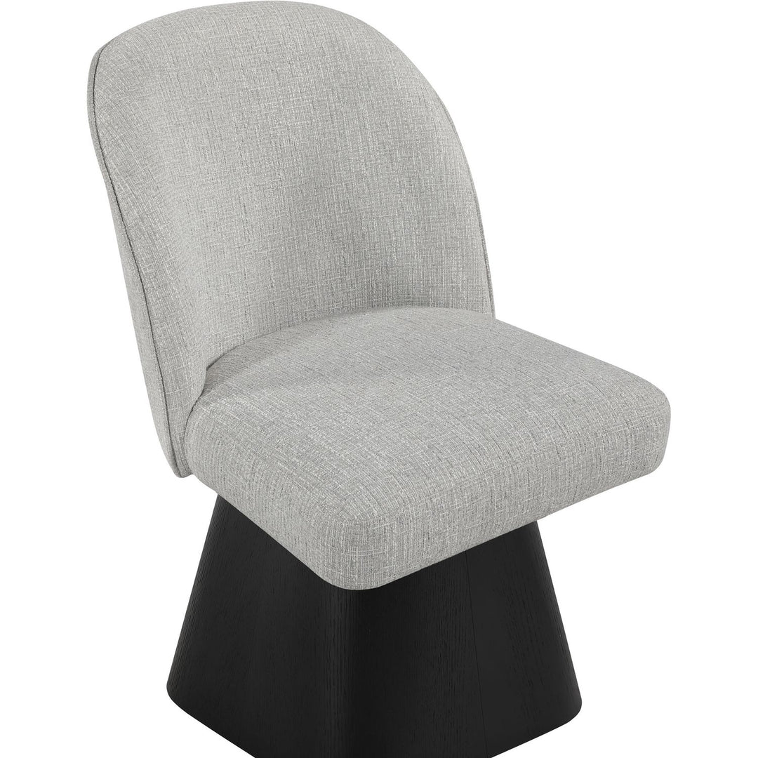 Marlowe Linen Textured Fabric Upholstered Swivel Dining Side Chair — Grey / Stained Black
