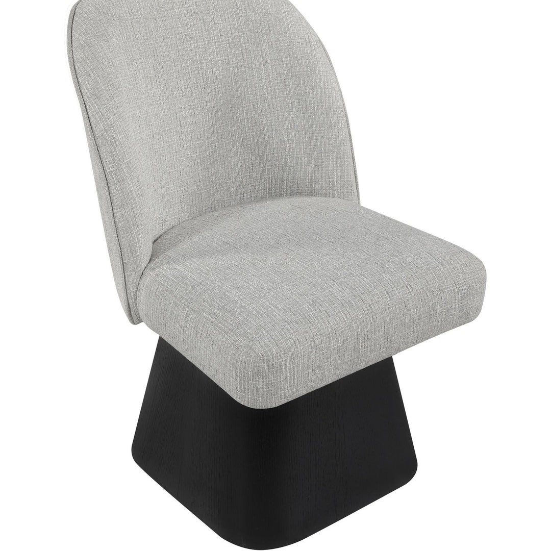 Marlowe Linen Textured Fabric Upholstered Swivel Dining Side Chair — Grey / Stained Black