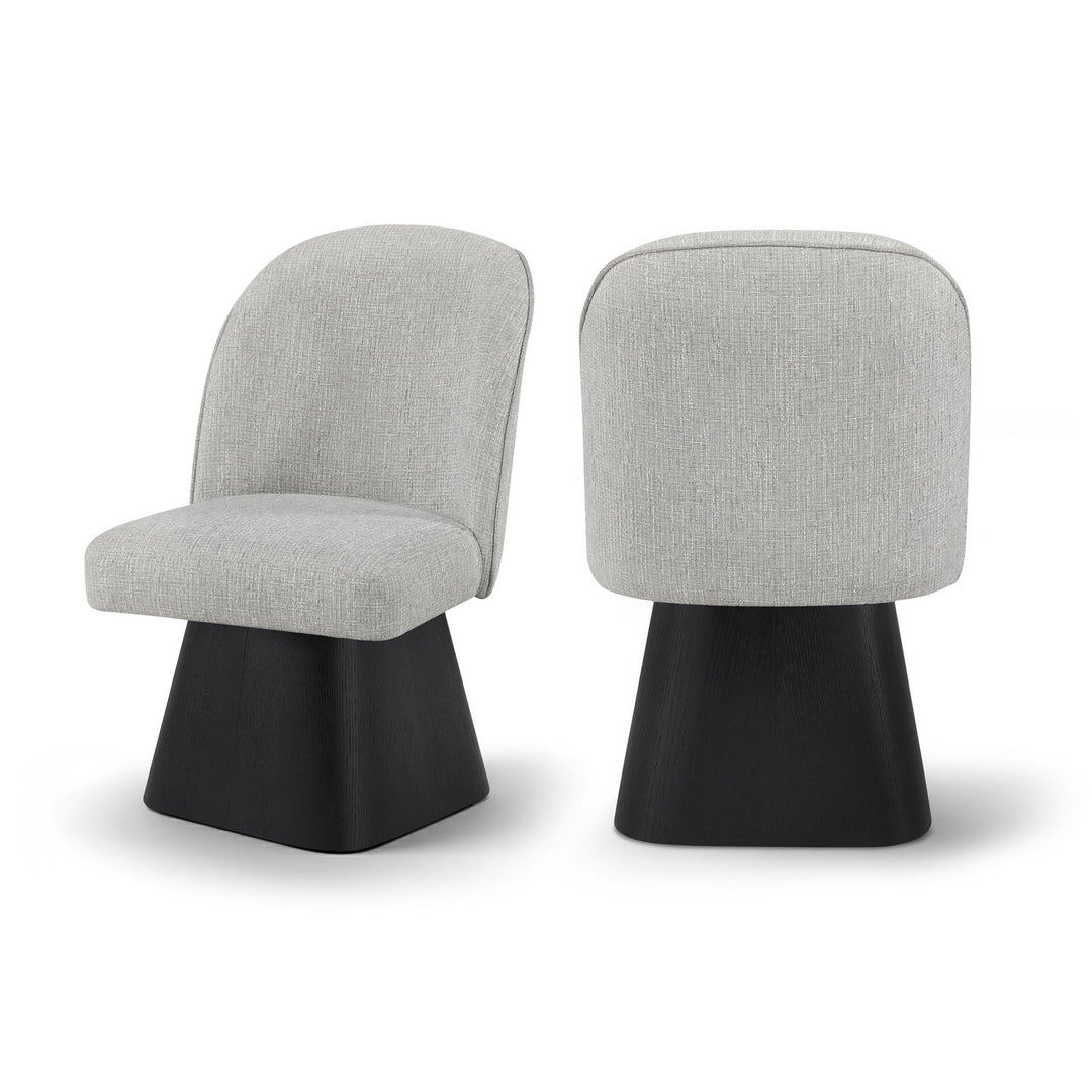 Marlowe Grey Linen Textured Fabric Upholstered Swivel Dining Side Chair