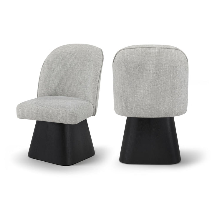 Marlowe Grey Linen Textured Fabric Upholstered Swivel Dining Side Chair
