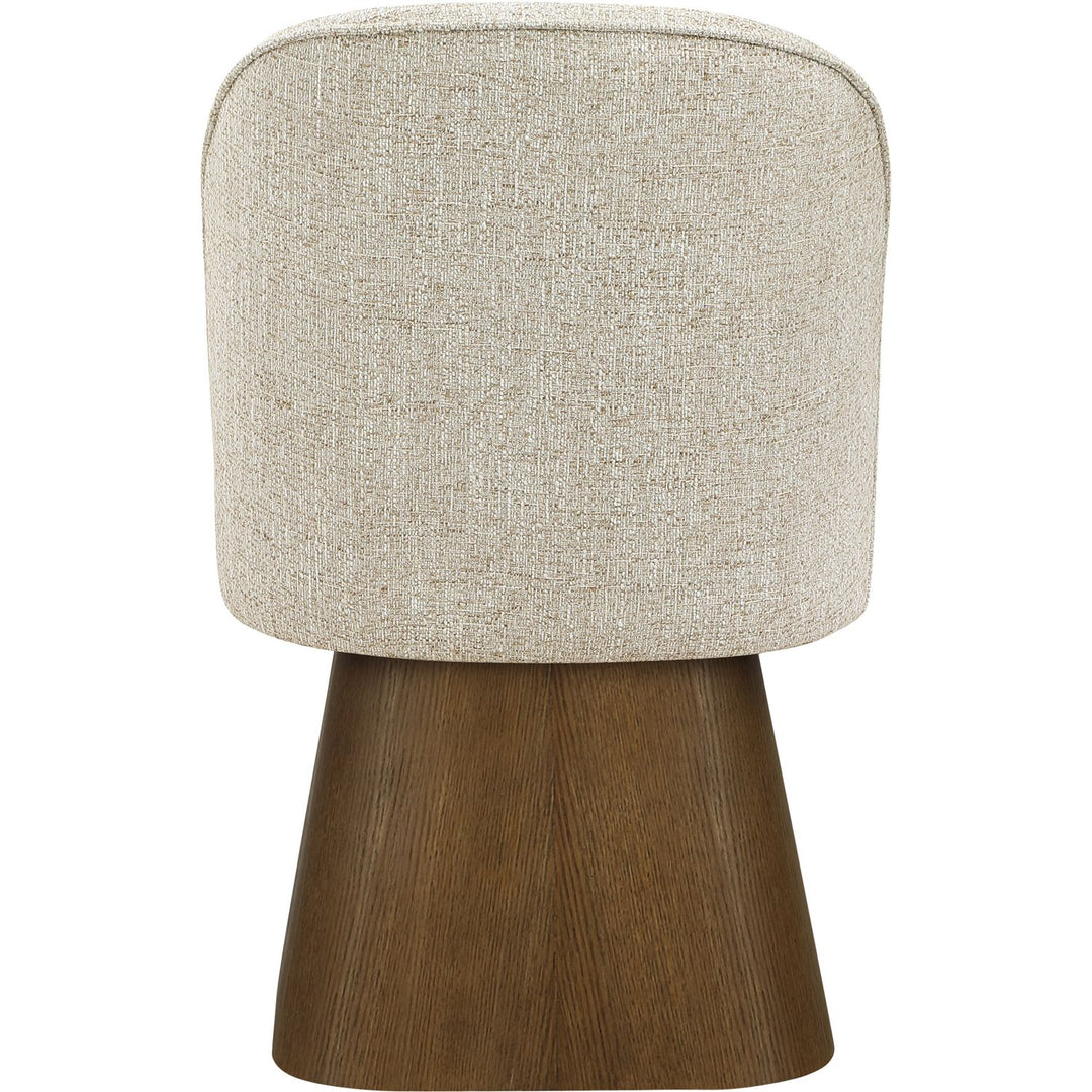 Marlowe Linen Textured Fabric Upholstered Swivel Dining Side Chair — Beige / Stained Brown