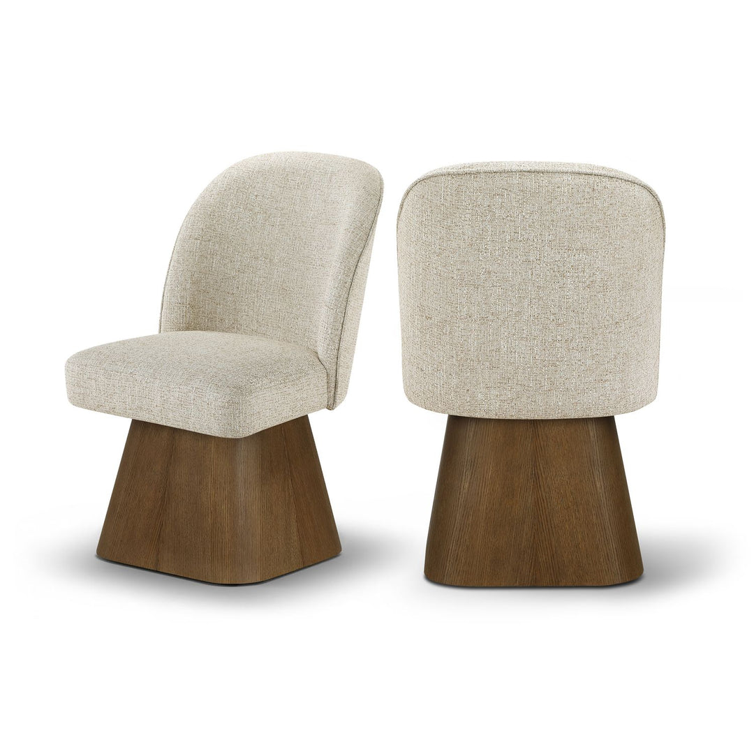Marlowe Beige Linen Textured Fabric Upholstered Swivel Dining Side Chair