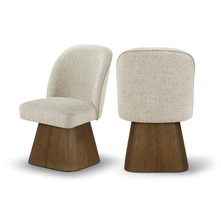 Marlowe Beige Linen Textured Fabric Upholstered Swivel Dining Side Chair