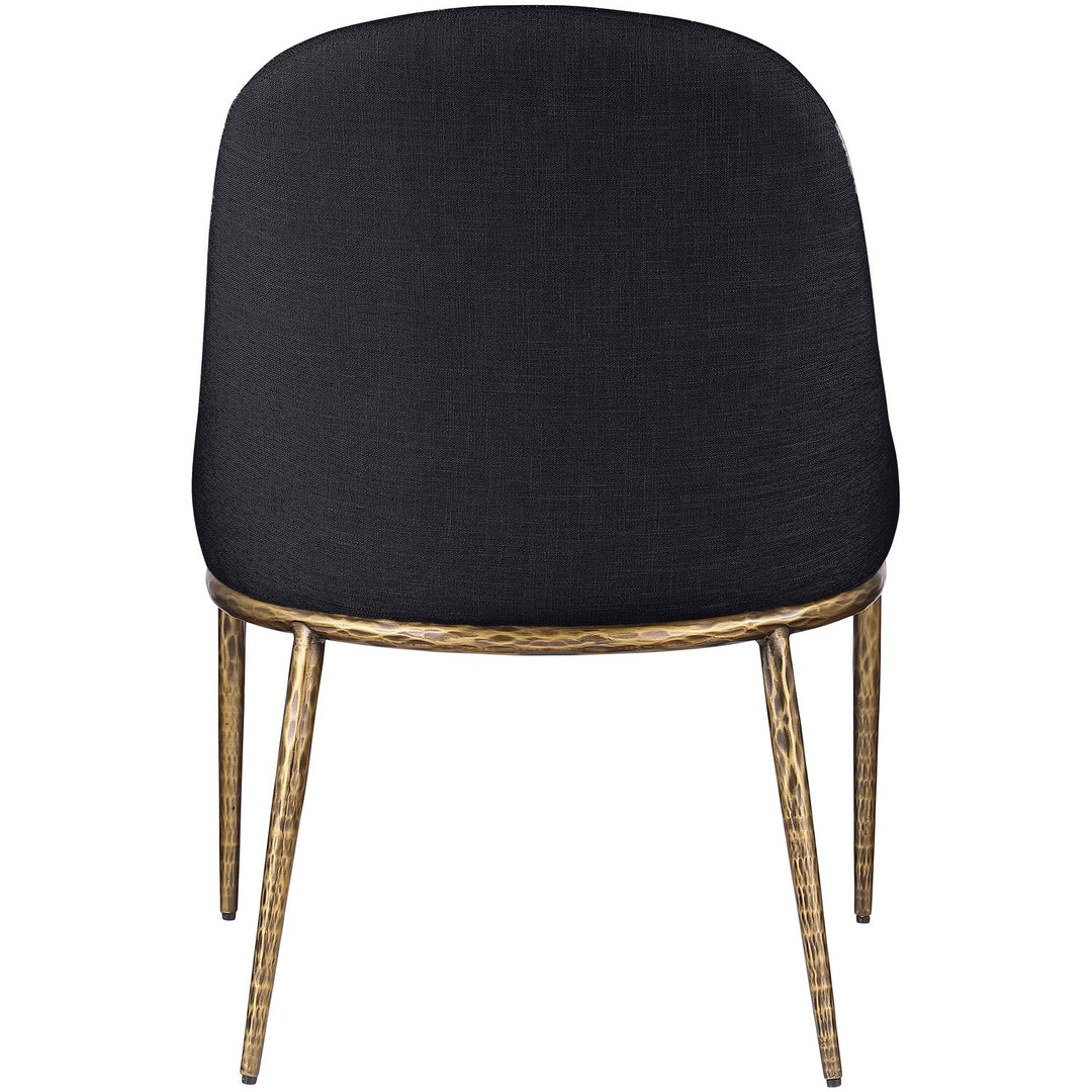 Ferro Linen Textured Performance Fabric Upholstered Dining Side Chair — Black / Brushed Gold