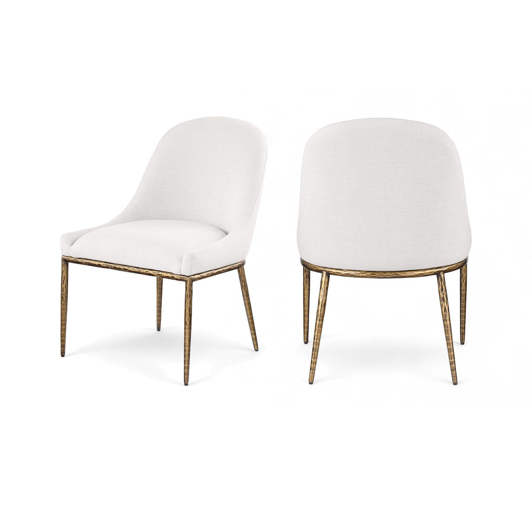 Ferro Cream Linen Textured Performance Fabric Upholstered Dining Side Chair
