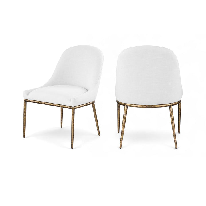 Ferro White Linen Textured Performance Fabric Upholstered Dining Side Chair