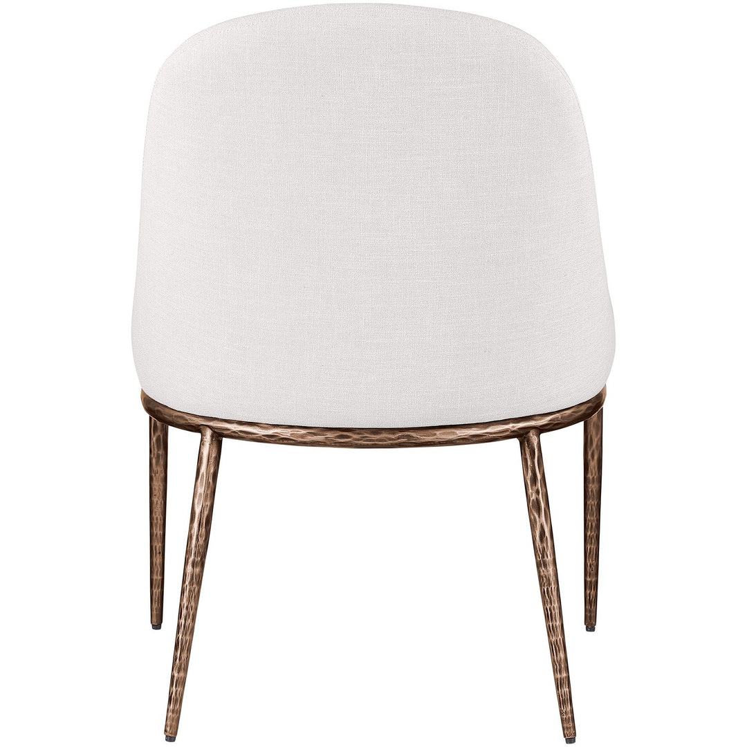 Ferro Linen Textured Performance Fabric Upholstered Dining Side Chair — Cream / Brushed Bronze