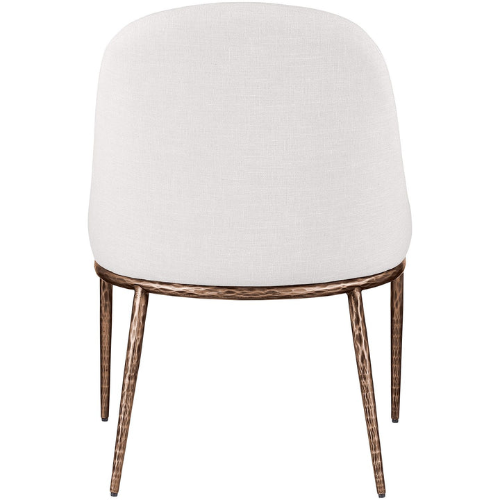 Ferro Linen Textured Performance Fabric Upholstered Dining Side Chair — Cream / Brushed Bronze