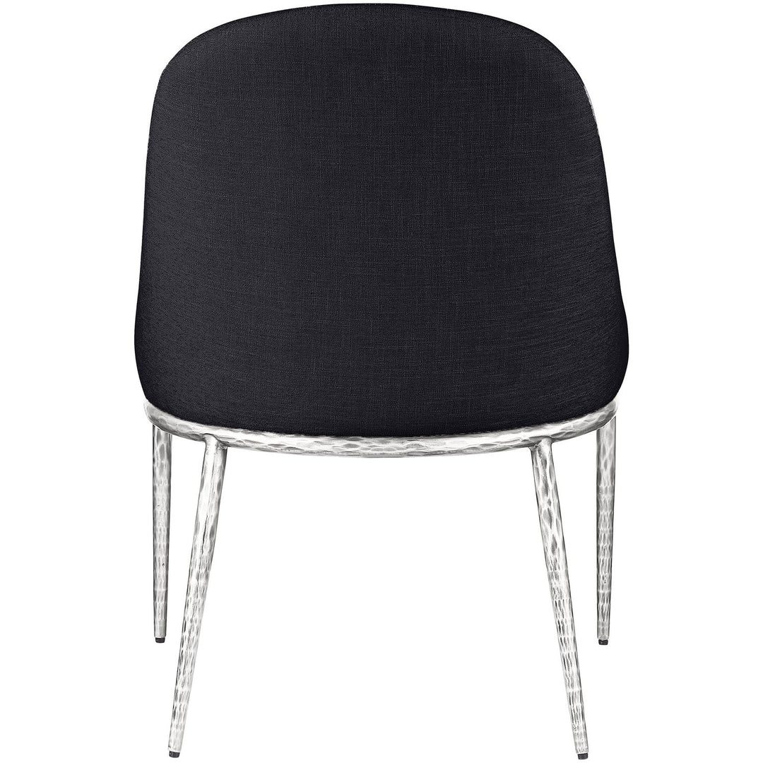 Ferro Linen Textured Performance Fabric Upholstered Dining Side Chair — Black / Brushed Silver