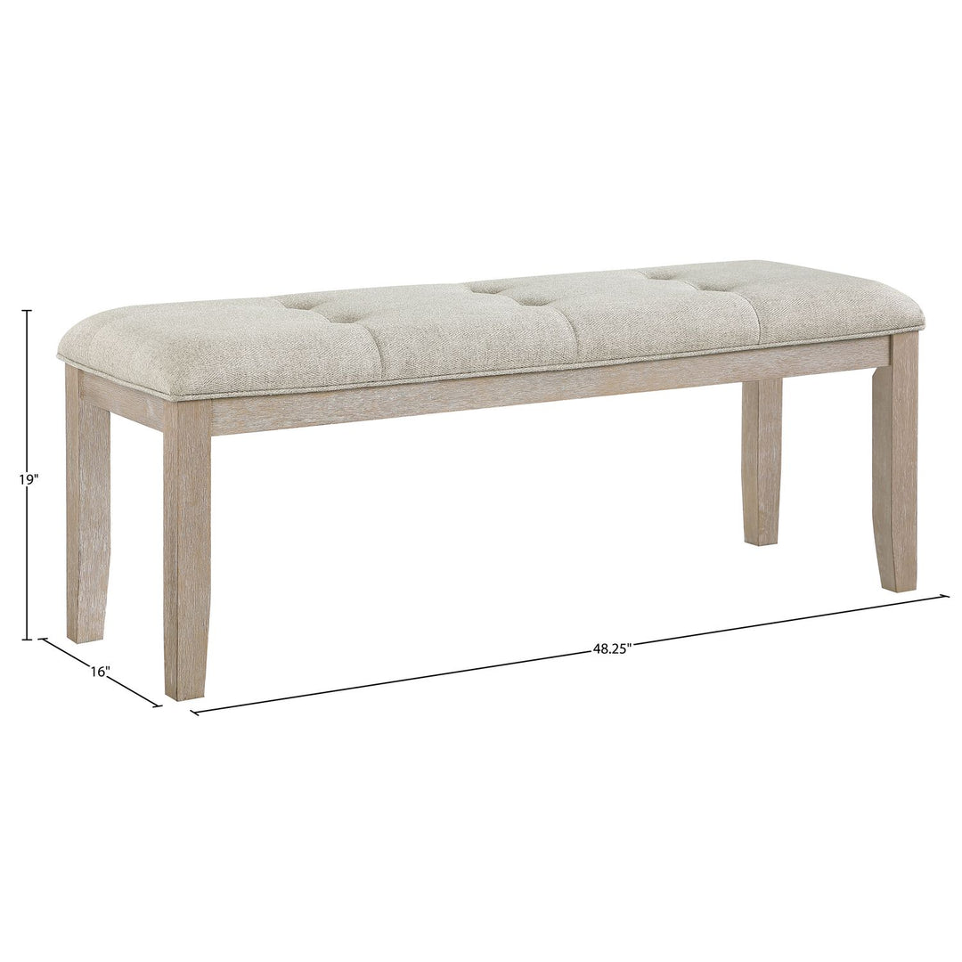Ananda Fabric Upholstered Bench — Beige / Brushed Natural