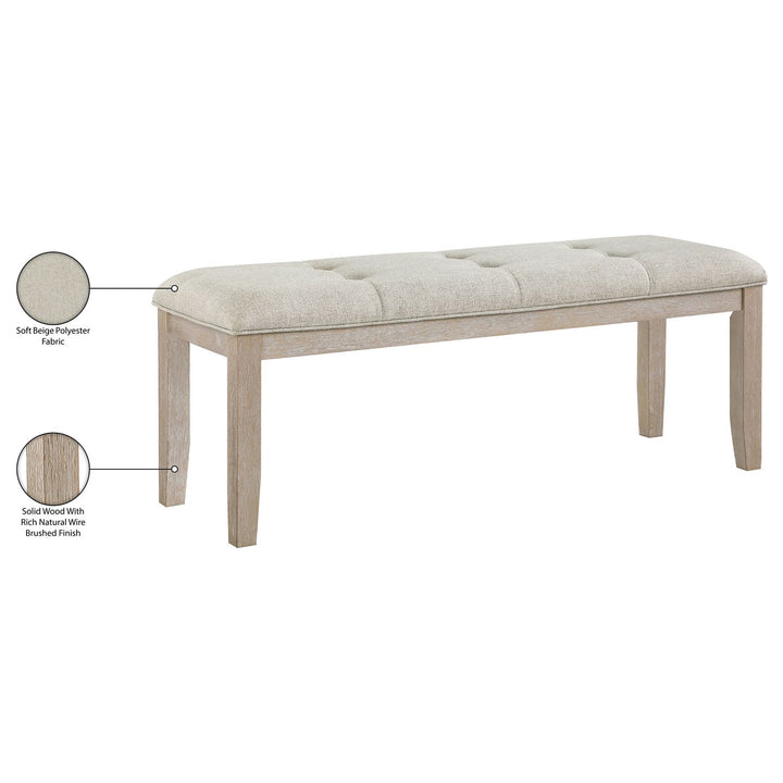 Ananda Fabric Upholstered Bench — Beige / Brushed Natural