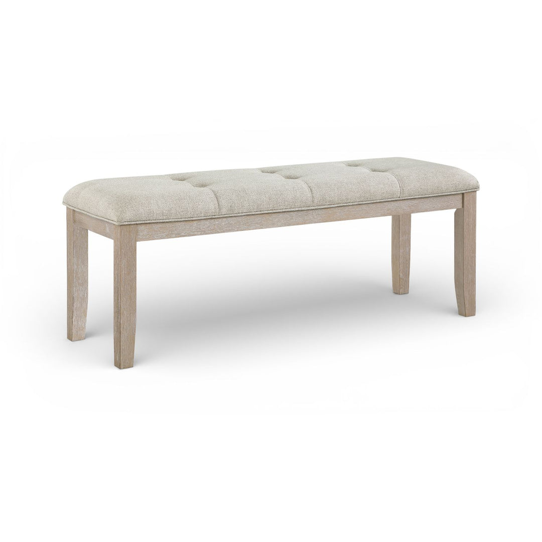 Ananda Fabric Upholstered Bench — Beige / Brushed Natural