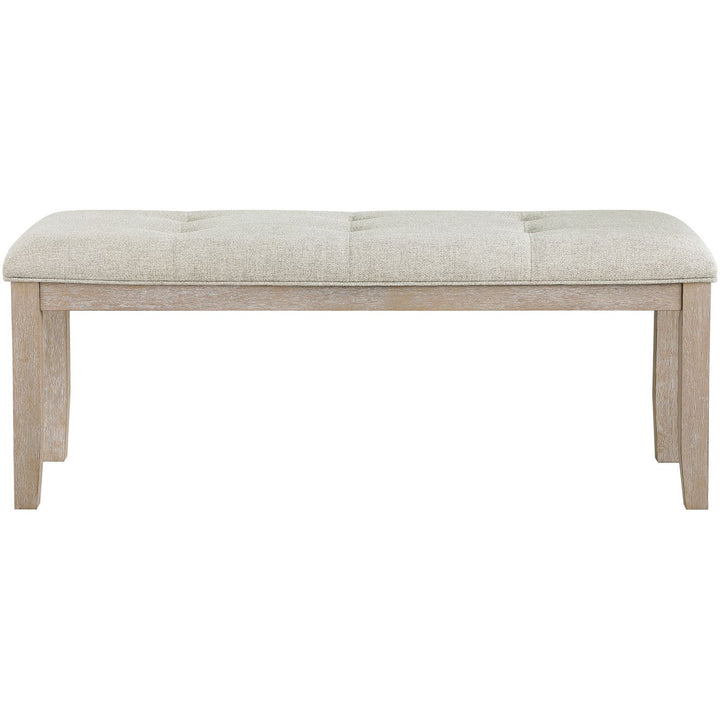 Ananda Fabric Upholstered Bench — Beige / Brushed Natural