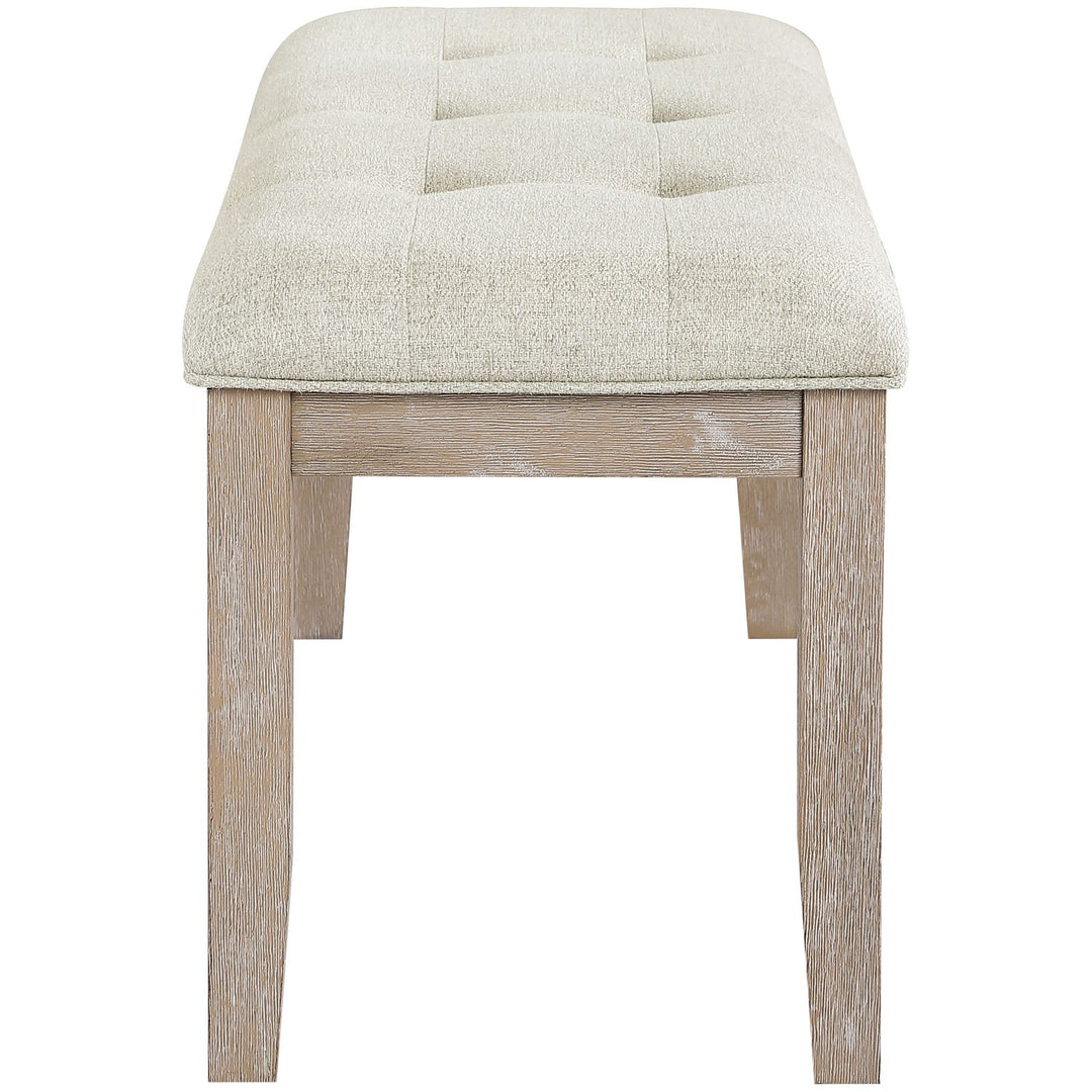 Ananda Fabric Upholstered Bench — Beige / Brushed Natural