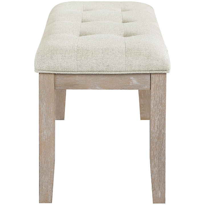 Ananda Fabric Upholstered Bench — Beige / Brushed Natural