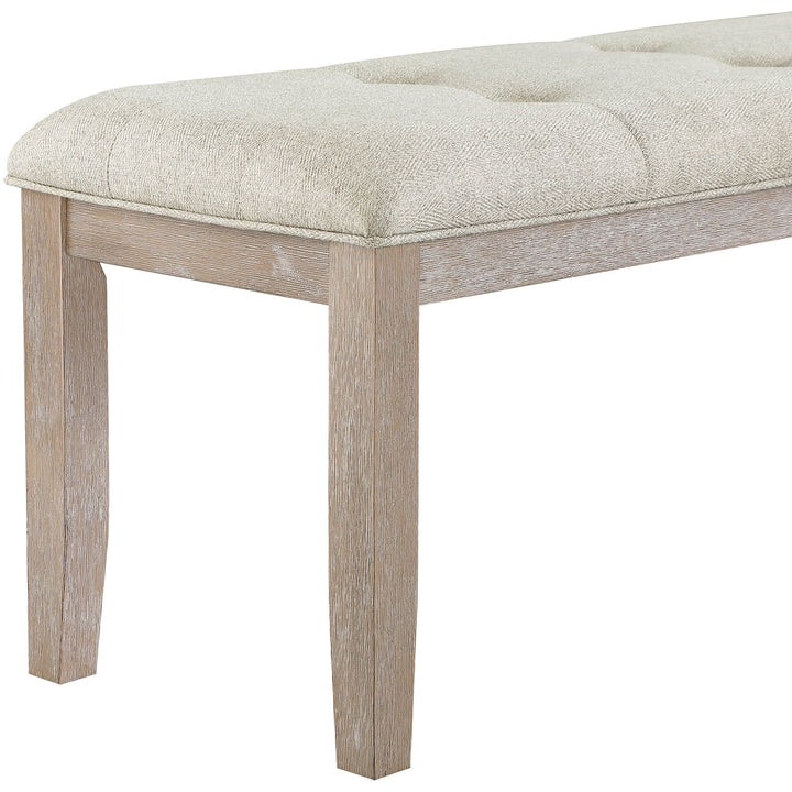 Ananda Fabric Upholstered Bench — Beige / Brushed Natural