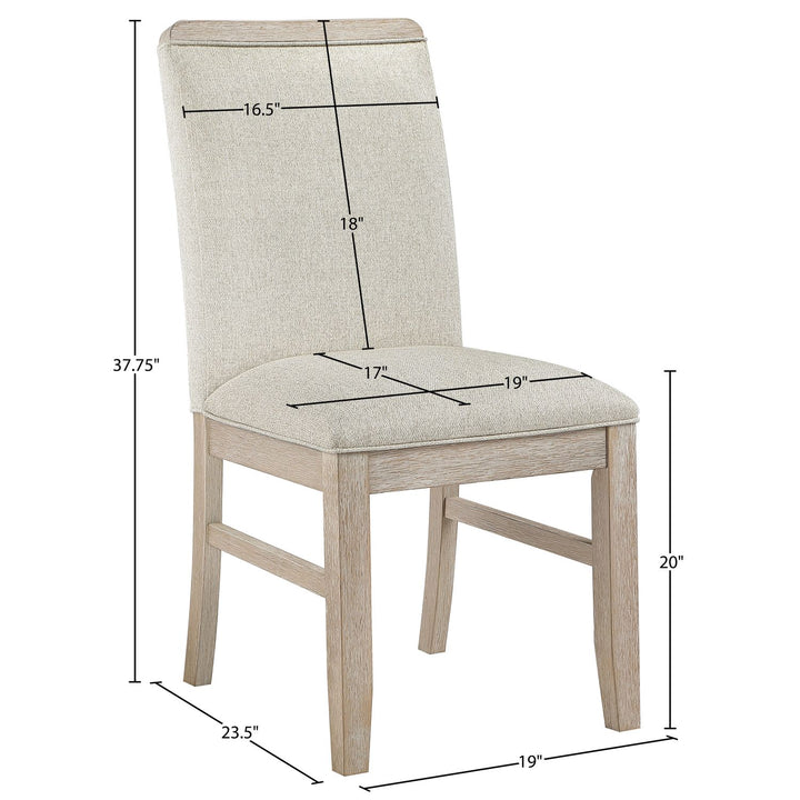 Ananda Fabric Upholstered Dining Chair — Beige / Brushed Natural