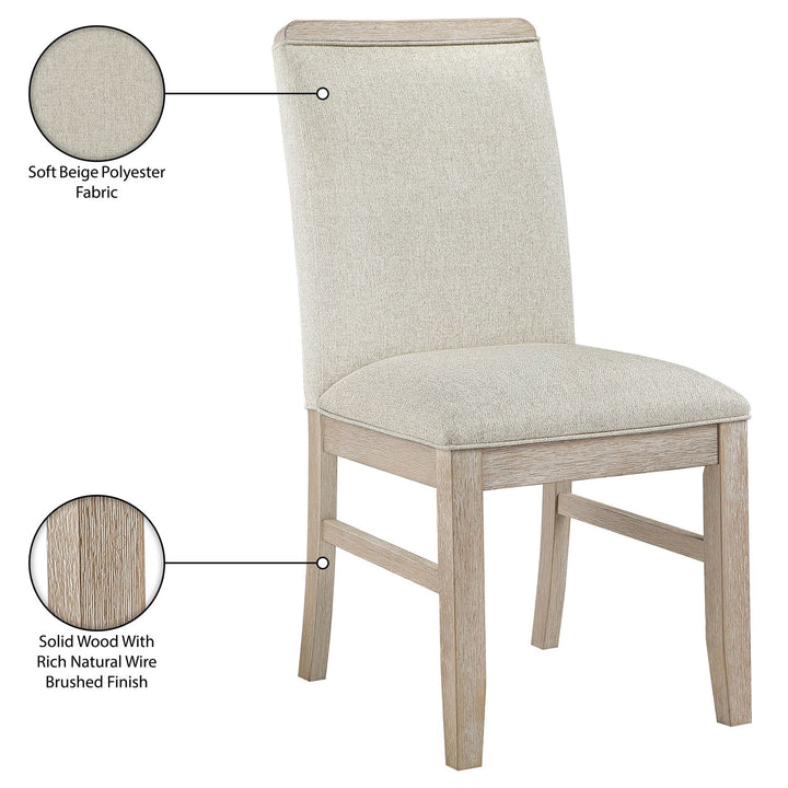 Ananda Fabric Upholstered Dining Chair — Beige / Brushed Natural
