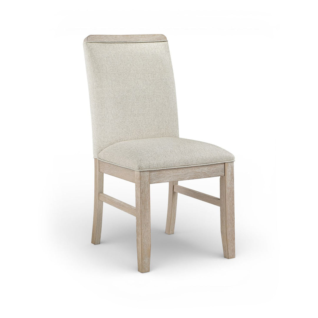 Ananda Fabric Upholstered Dining Chair — Beige / Brushed Natural