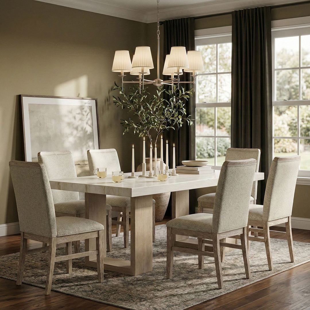 Ananda Fabric Upholstered Dining Chair — Beige / Brushed Natural