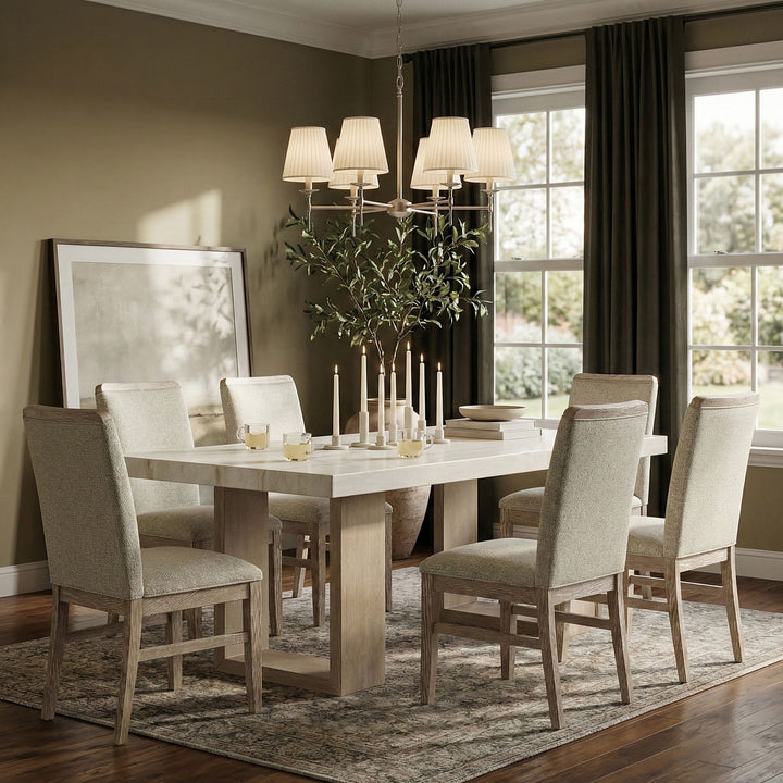 Ananda Fabric Upholstered Dining Chair — Beige / Brushed Natural