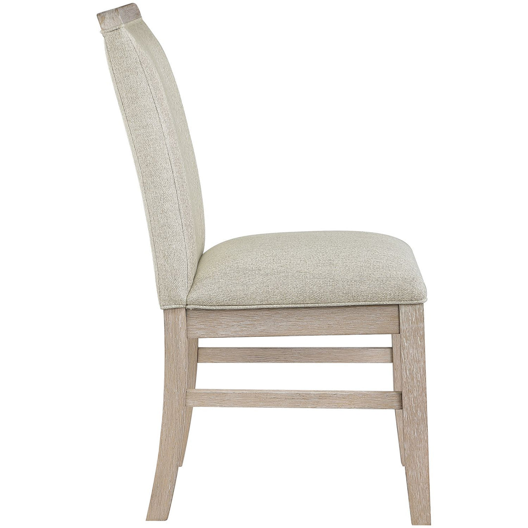 Ananda Fabric Upholstered Dining Chair — Beige / Brushed Natural