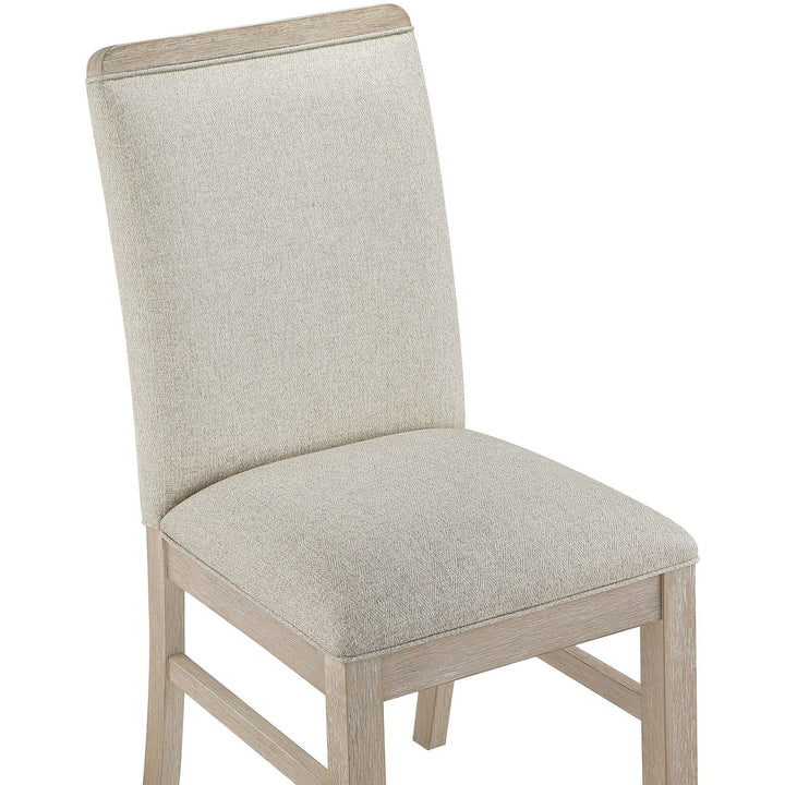 Ananda Fabric Upholstered Dining Chair — Beige / Brushed Natural