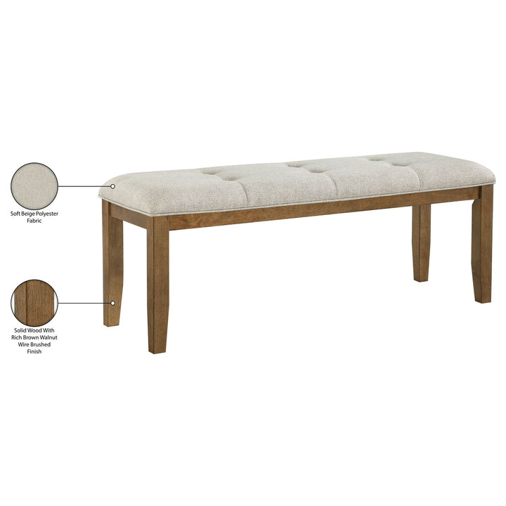 Ananda Fabric Upholstered Bench — Beige / Brushed Brown