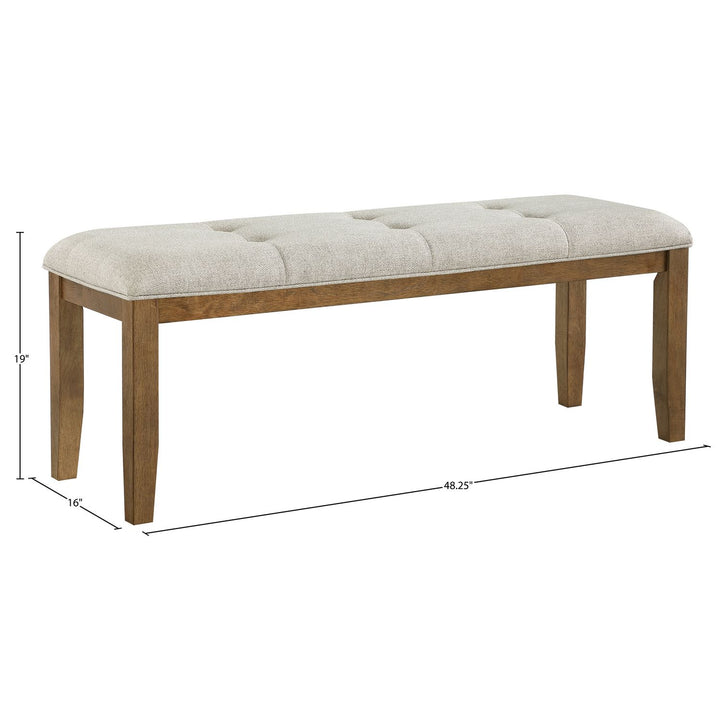 Ananda Fabric Upholstered Bench — Beige / Brushed Brown