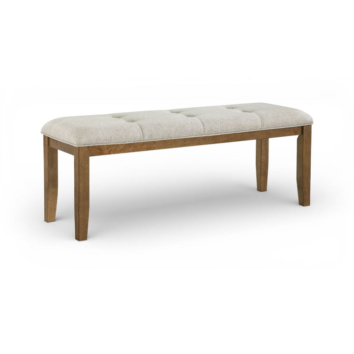 Ananda Fabric Upholstered Bench — Beige / Brushed Brown