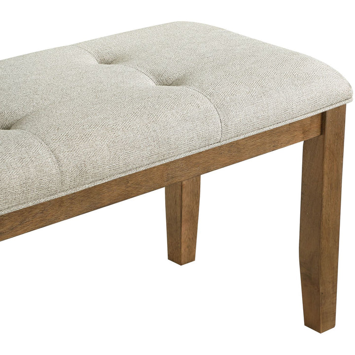 Ananda Fabric Upholstered Bench — Beige / Brushed Brown