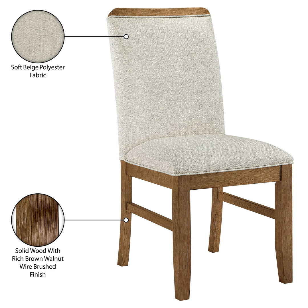 Ananda Fabric Upholstered Dining Chair — Beige / Brushed Brown