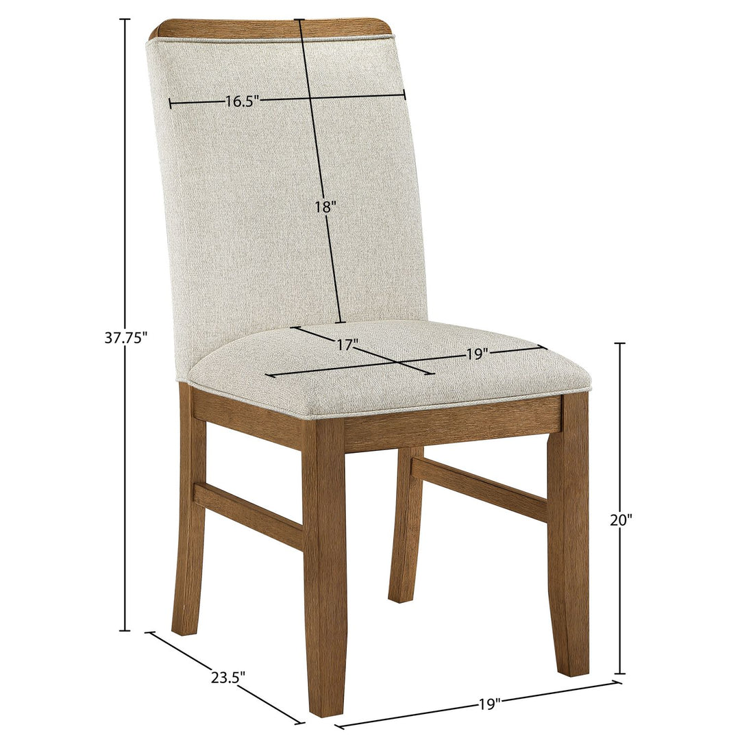 Ananda Fabric Upholstered Dining Chair — Beige / Brushed Brown