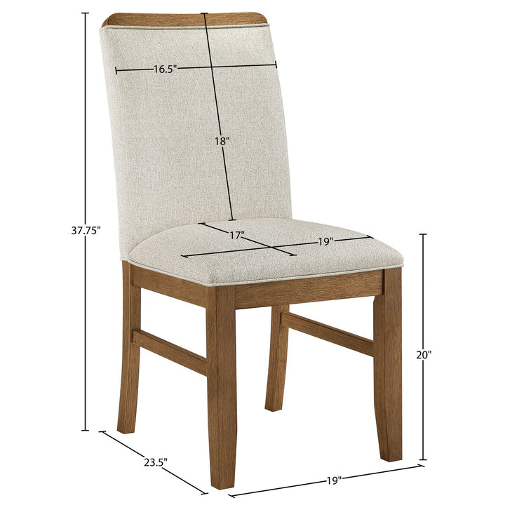Ananda Fabric Upholstered Dining Chair — Beige / Brushed Brown