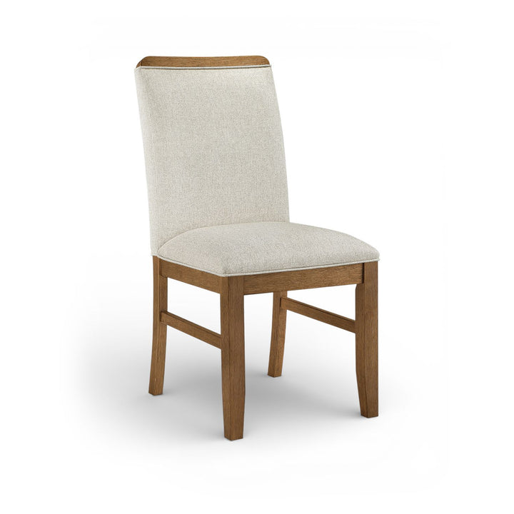 Ananda Fabric Upholstered Dining Chair — Beige / Brushed Brown