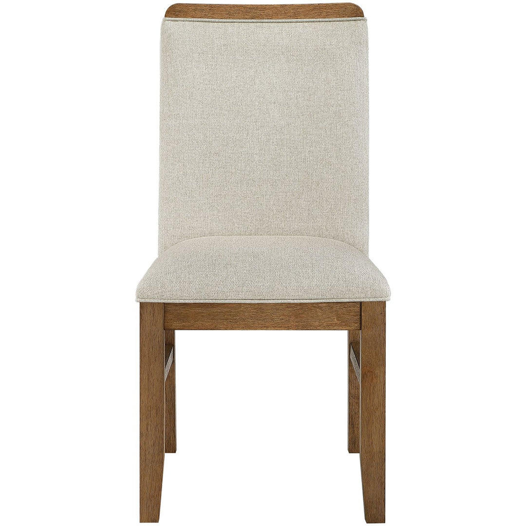 Ananda Fabric Upholstered Dining Chair — Beige / Brushed Brown