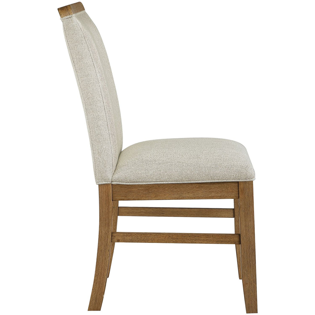 Ananda Fabric Upholstered Dining Chair — Beige / Brushed Brown