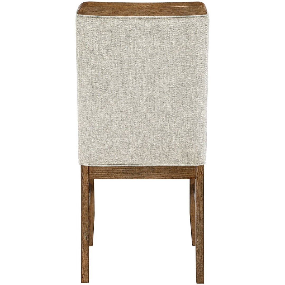 Ananda Fabric Upholstered Dining Chair — Beige / Brushed Brown