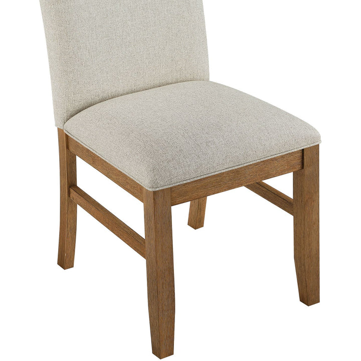 Ananda Fabric Upholstered Dining Chair — Beige / Brushed Brown