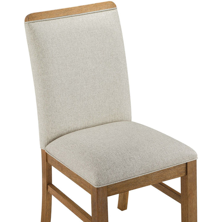Ananda Fabric Upholstered Dining Chair — Beige / Brushed Brown