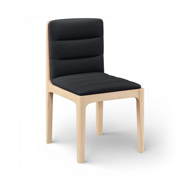 Ellis Cane And Vegan Leather Upholstered Dining Chair — Black / Natural