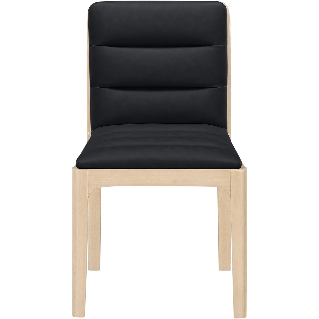Ellis Cane And Vegan Leather Upholstered Dining Chair — Black / Natural