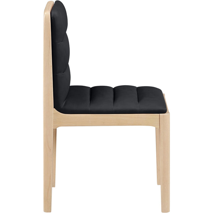 Ellis Cane And Vegan Leather Upholstered Dining Chair — Black / Natural