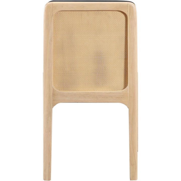 Ellis Cane And Vegan Leather Upholstered Dining Chair — Black / Natural