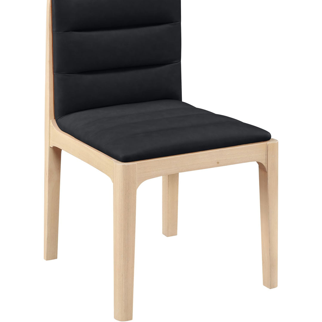 Ellis Cane And Vegan Leather Upholstered Dining Chair — Black / Natural