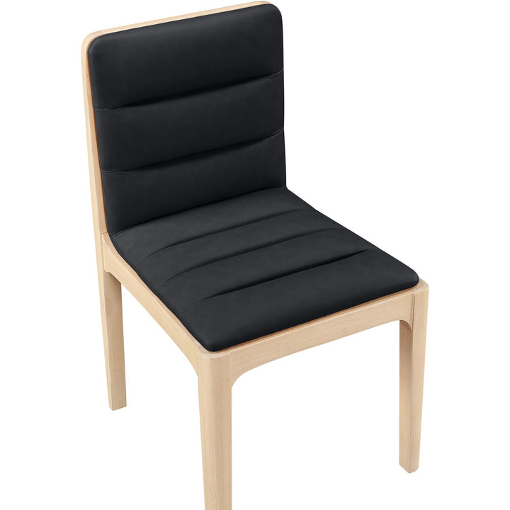 Ellis Cane And Vegan Leather Upholstered Dining Chair — Black / Natural