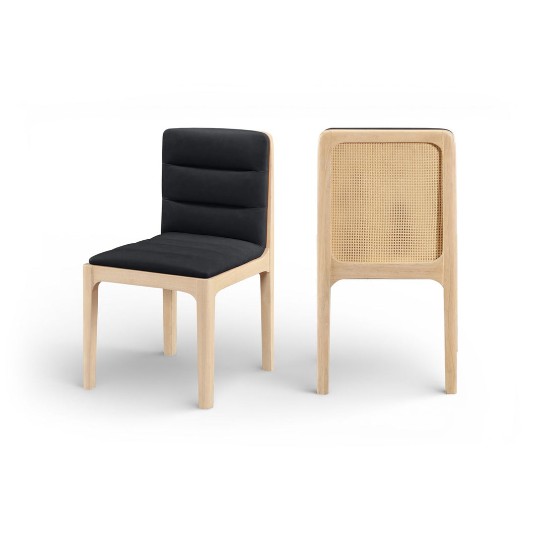 Ellis Black Cane And Vegan Leather Upholstered Dining Chair