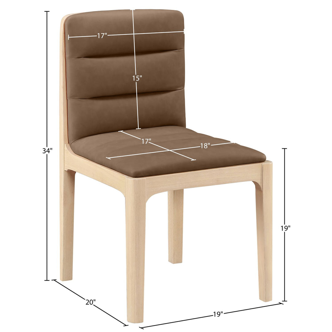 Ellis Cane And Vegan Leather Upholstered Dining Chair — Brown / Natural