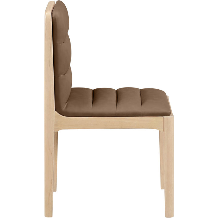Ellis Cane And Vegan Leather Upholstered Dining Chair — Brown / Natural