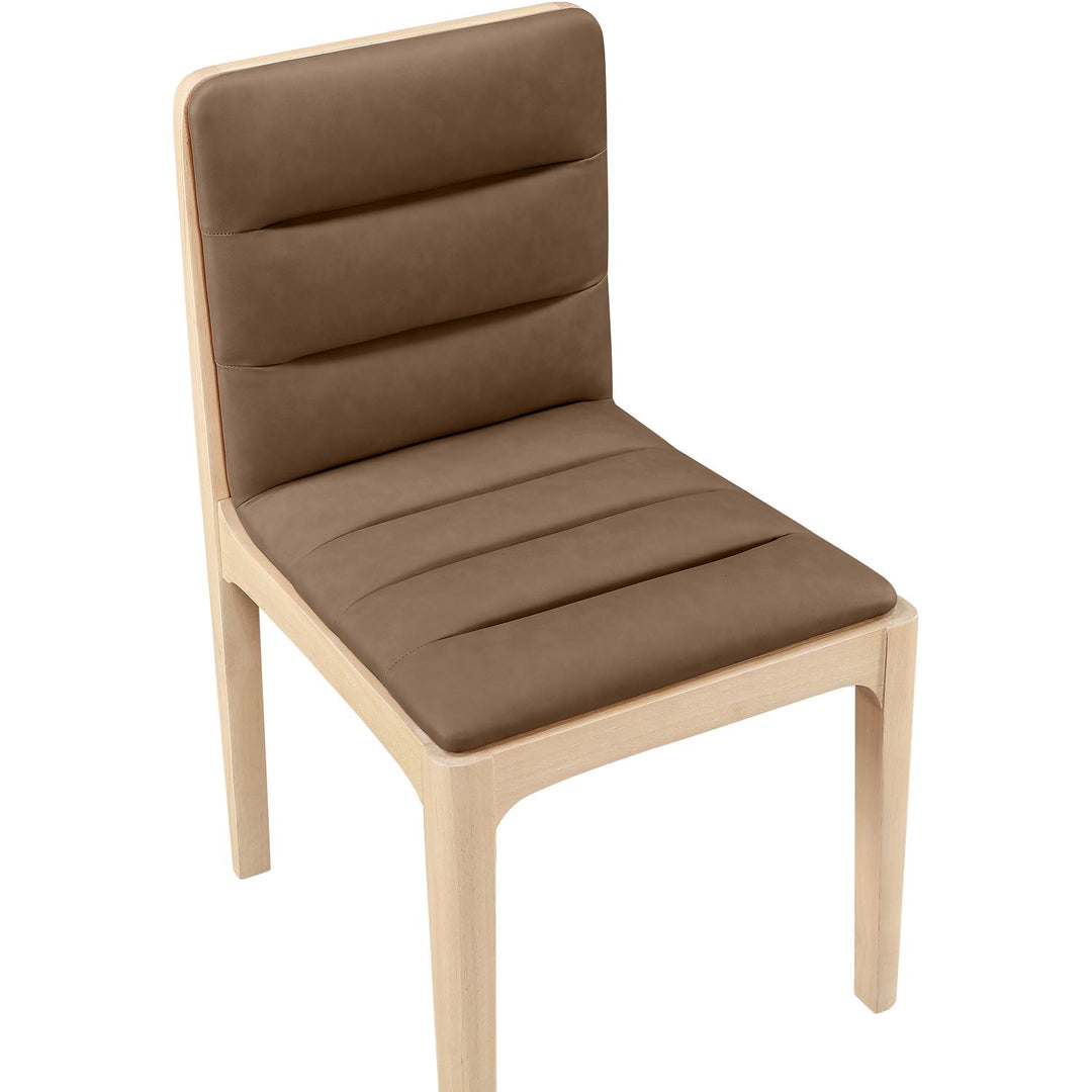 Ellis Cane And Vegan Leather Upholstered Dining Chair — Brown / Natural